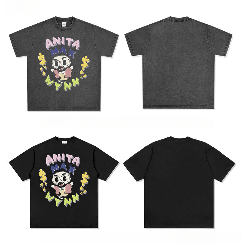 Outfit streetwear vintage hip hop drake print short sleeve t-shirt