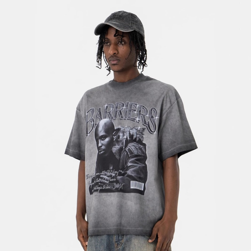 Vintage College Shirts Summer Hip Hop Rapper Print Short Sleeve T-Shirt