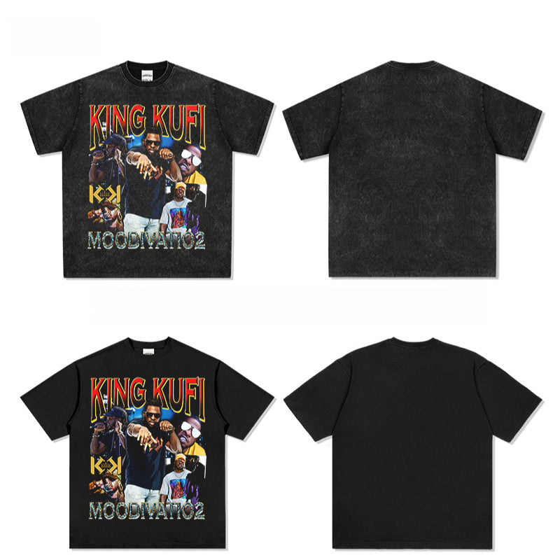 Marcas streetwear usa retro kingkufi short sleeve t-shirt