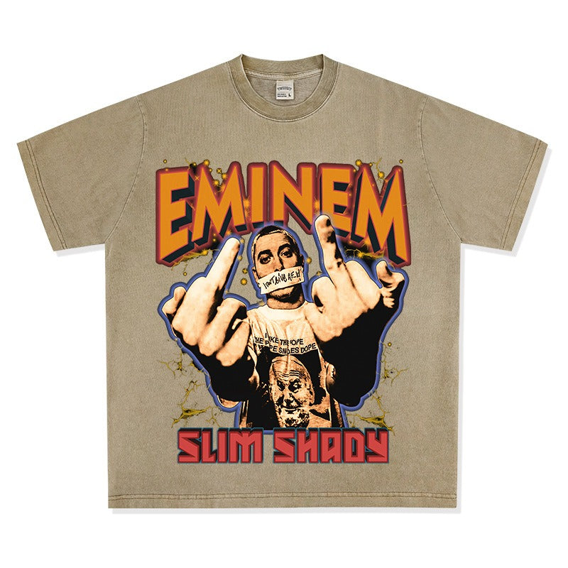 New york hip hop shop vintage hip hop Eminem print short sleeve t-shirt