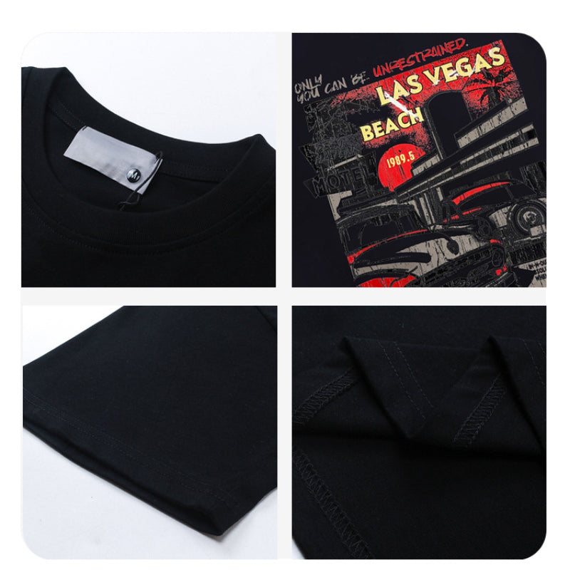 Racing oversized t shirt retro street racing print short sleeve t-shirt