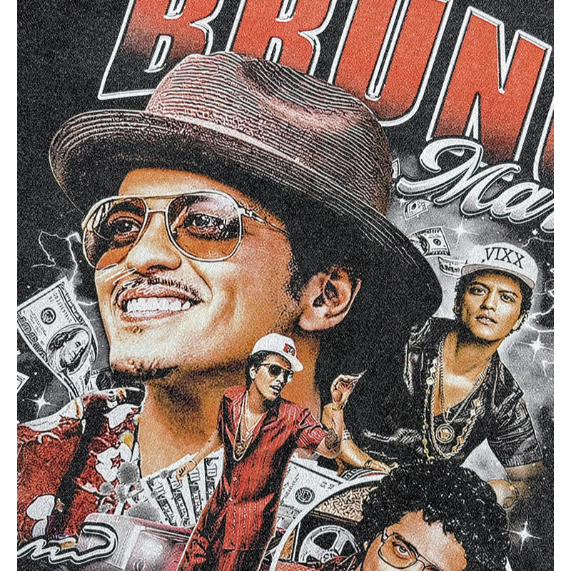 New york hip hop shop vintage singer bruno mars short sleeve t-shirt water