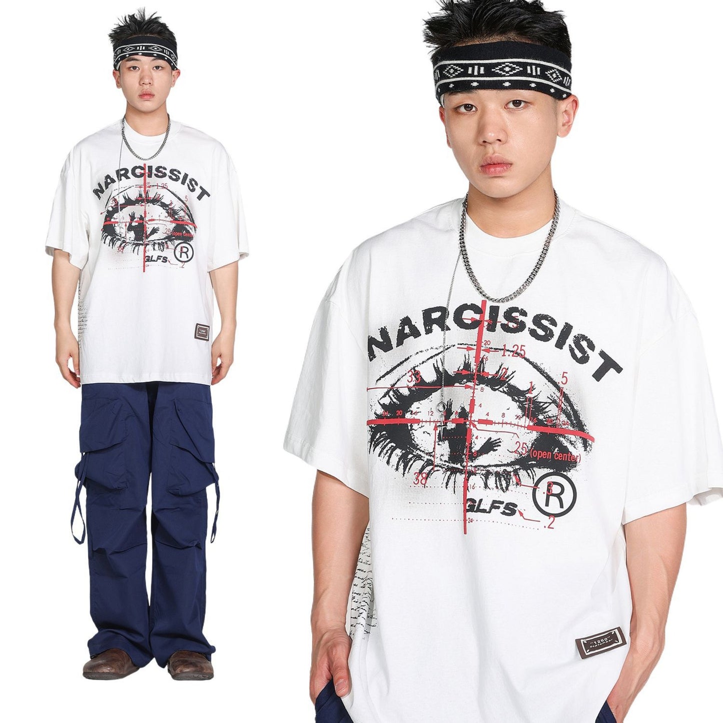Unisex T-shirts Summer Cross Eyes Men's Loose Short Sleeve T-Shirt