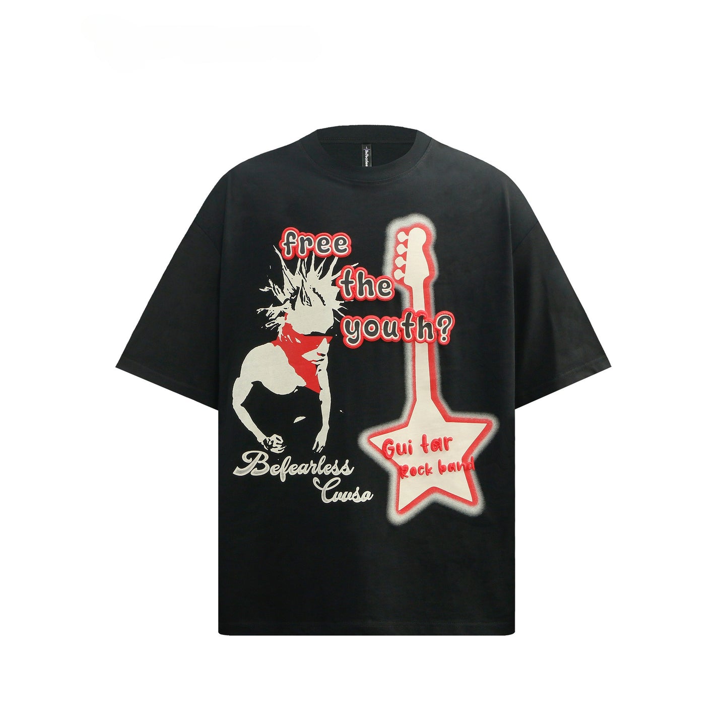 80s And 90s Vintage T Shirts Guitar Short Sleeve Summer Men's and Women's Loose Top