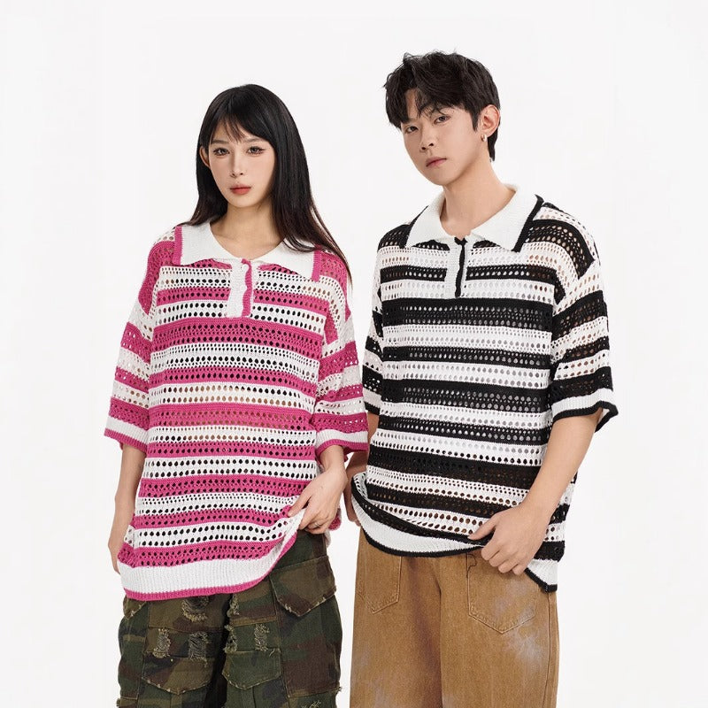 Nyc 1990 Shirt Vintage Colored Striped Knitted Sweater Casual Shirt Top