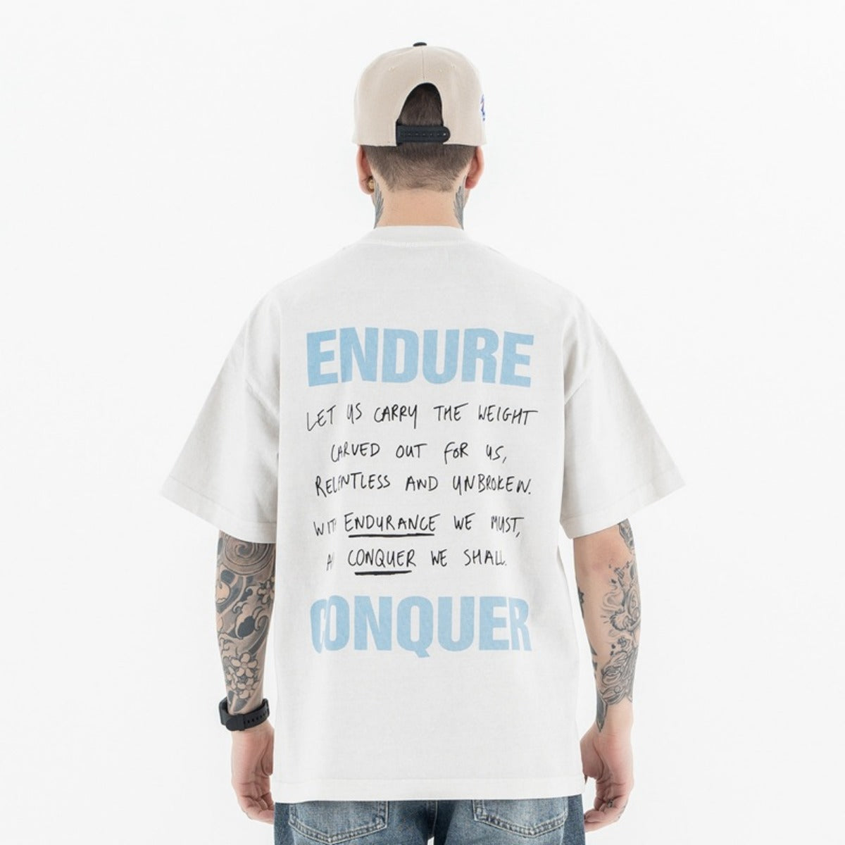 Vintage College Shirts summer gradual change print wash round neck short sleeve T-shirt