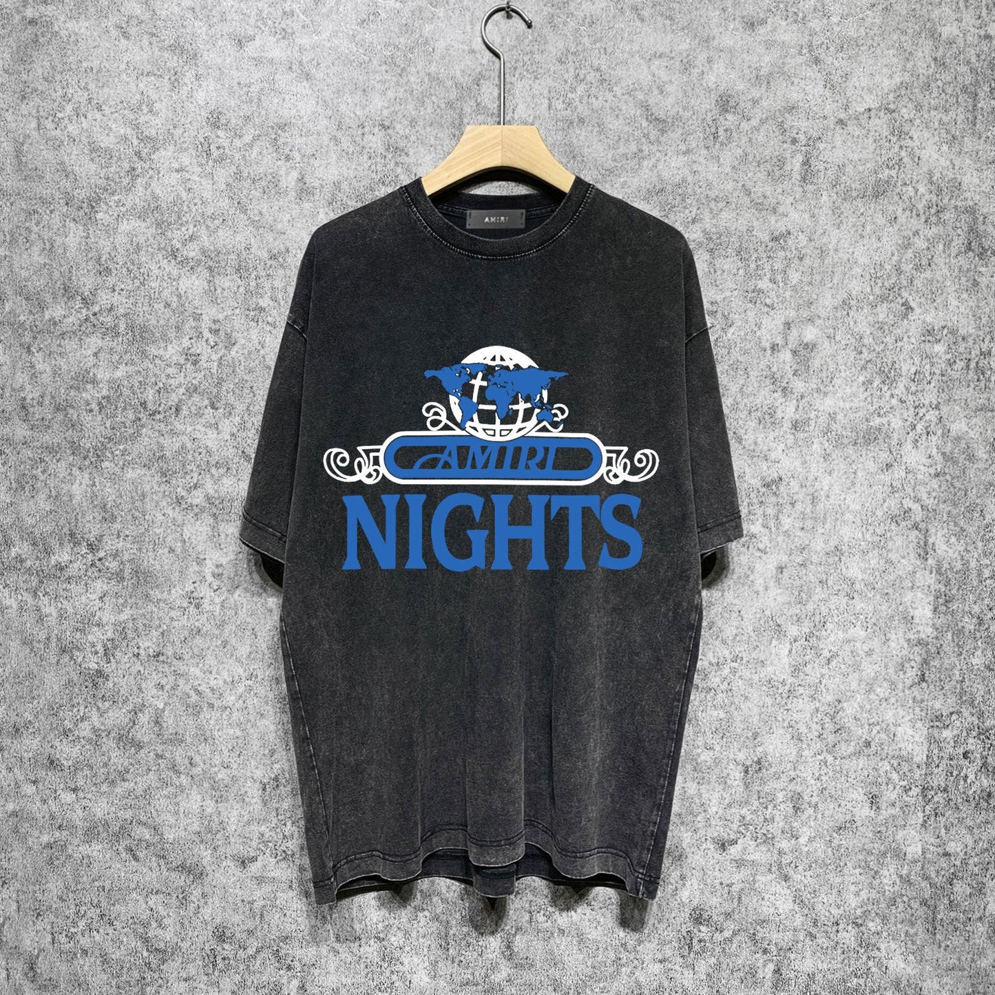 Amiri washed t-shirt earth letter short sleeve