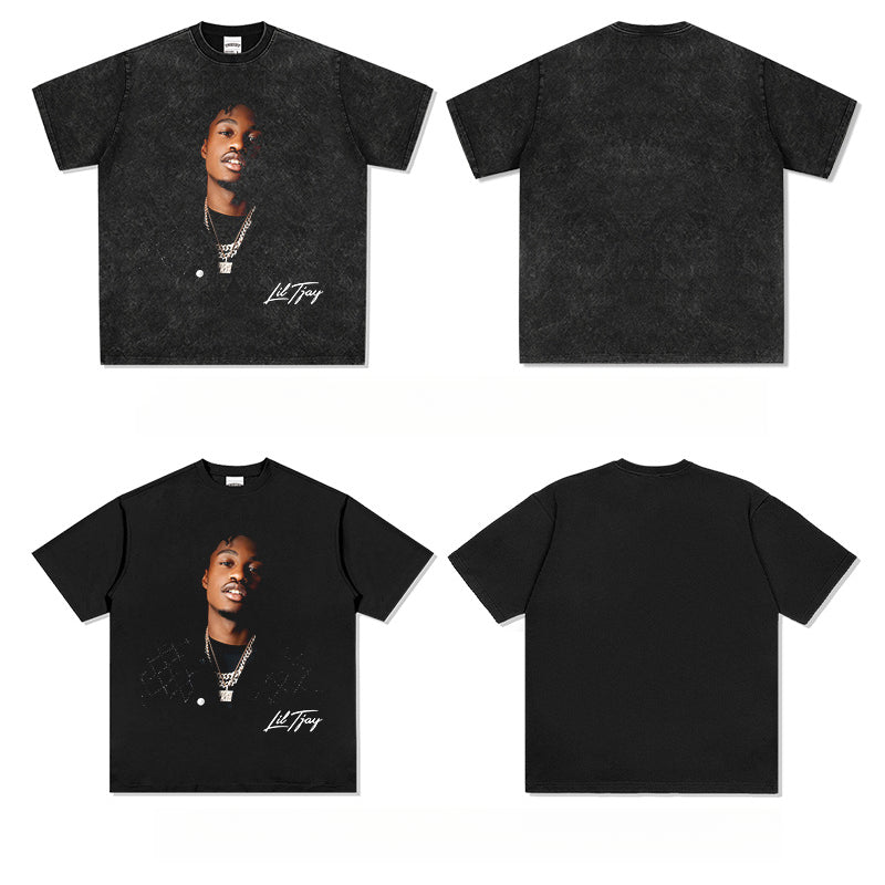 Cool t rapper vintage hip hop Lil Tjay print short sleeve t-shirt vintage