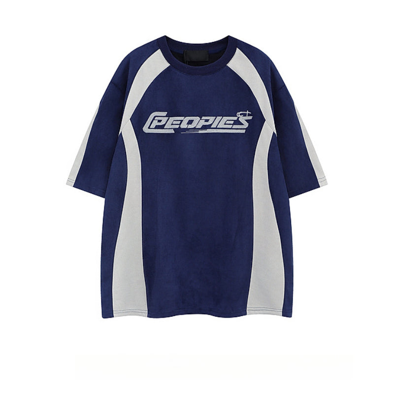 Racing oversized t shirt racing style retro alphabet short sleeve t-shirt