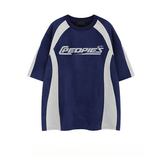 Racing oversized t shirt racing style retro alphabet short sleeve t-shirt