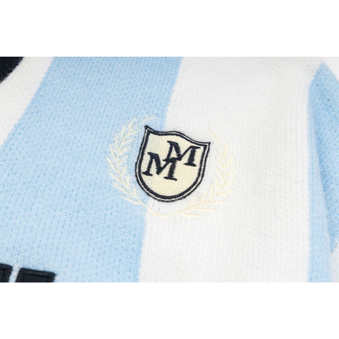 Marcas De Streetwear Striped Letter-Embroidered Lapel Sweater