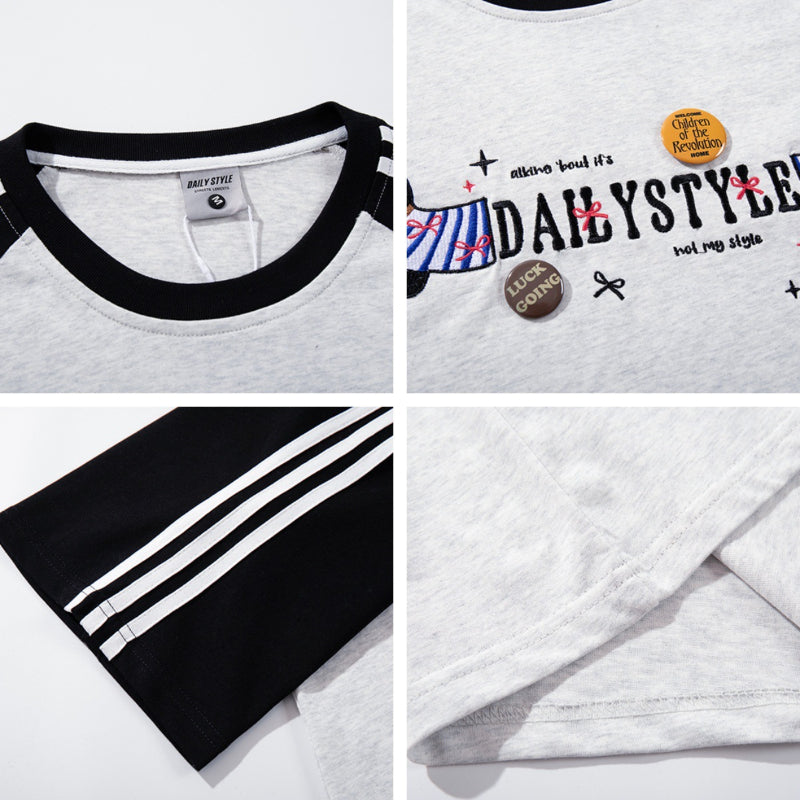 Nyc T Shirt Vintage Alphabet Embroidered Short Sleeve T-Shirt Summer Loose Casual Top