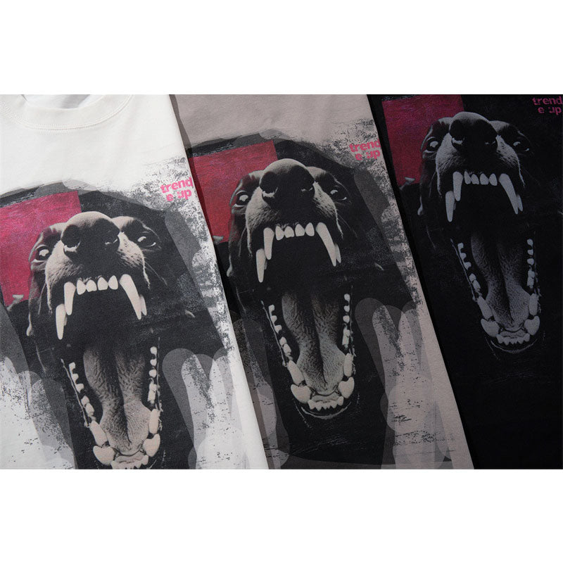 US drip outfits Summer Vintage Dog Casual Loose Short Sleeve T-Shirts