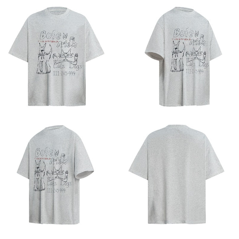 80s And 90s Vintage T Shirts Vintage Fun Cartoon Washing Water Old Short Sleeve T-Shirts
