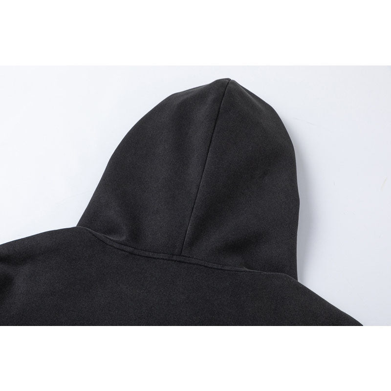 Streetwear Hoodie Vintage Washed Old Letter Print Hooded Sweater Cardigan Jacket