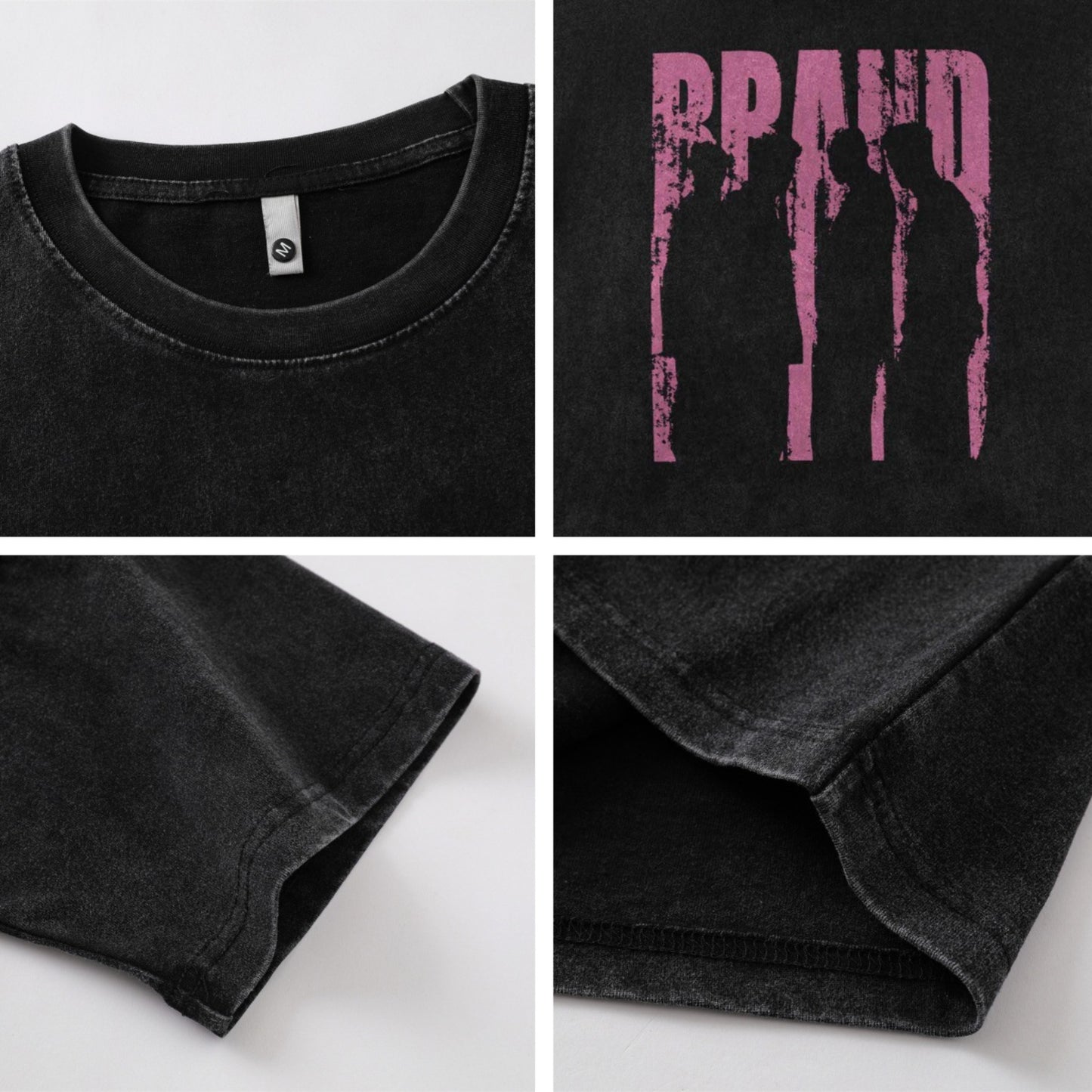 Distorted vintage hophip washed portrait print t-shirt