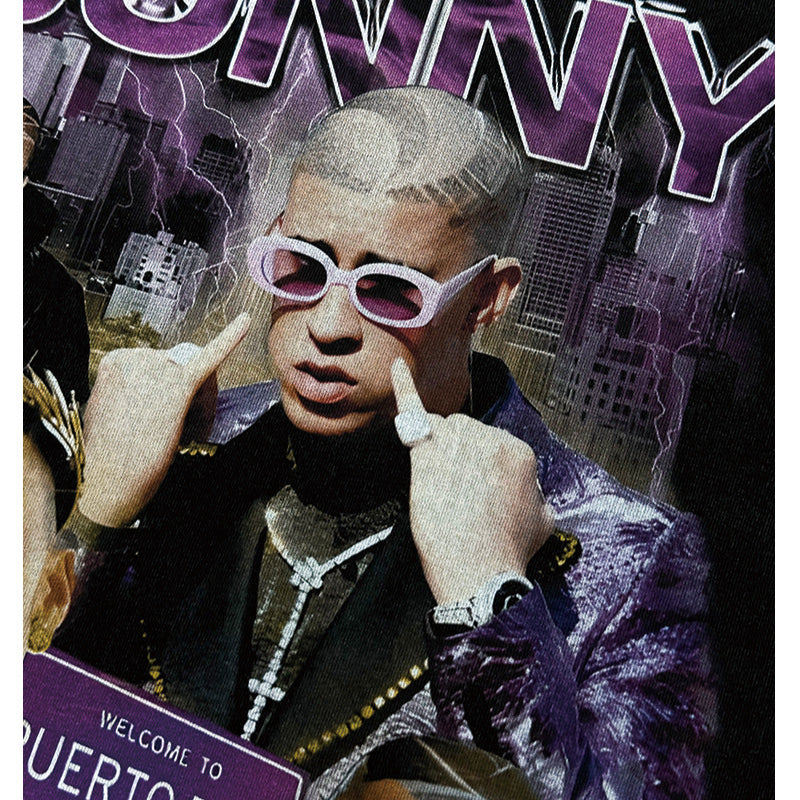 Cool t rapper vintage Bad Bunny print short sleeve t-shirt
