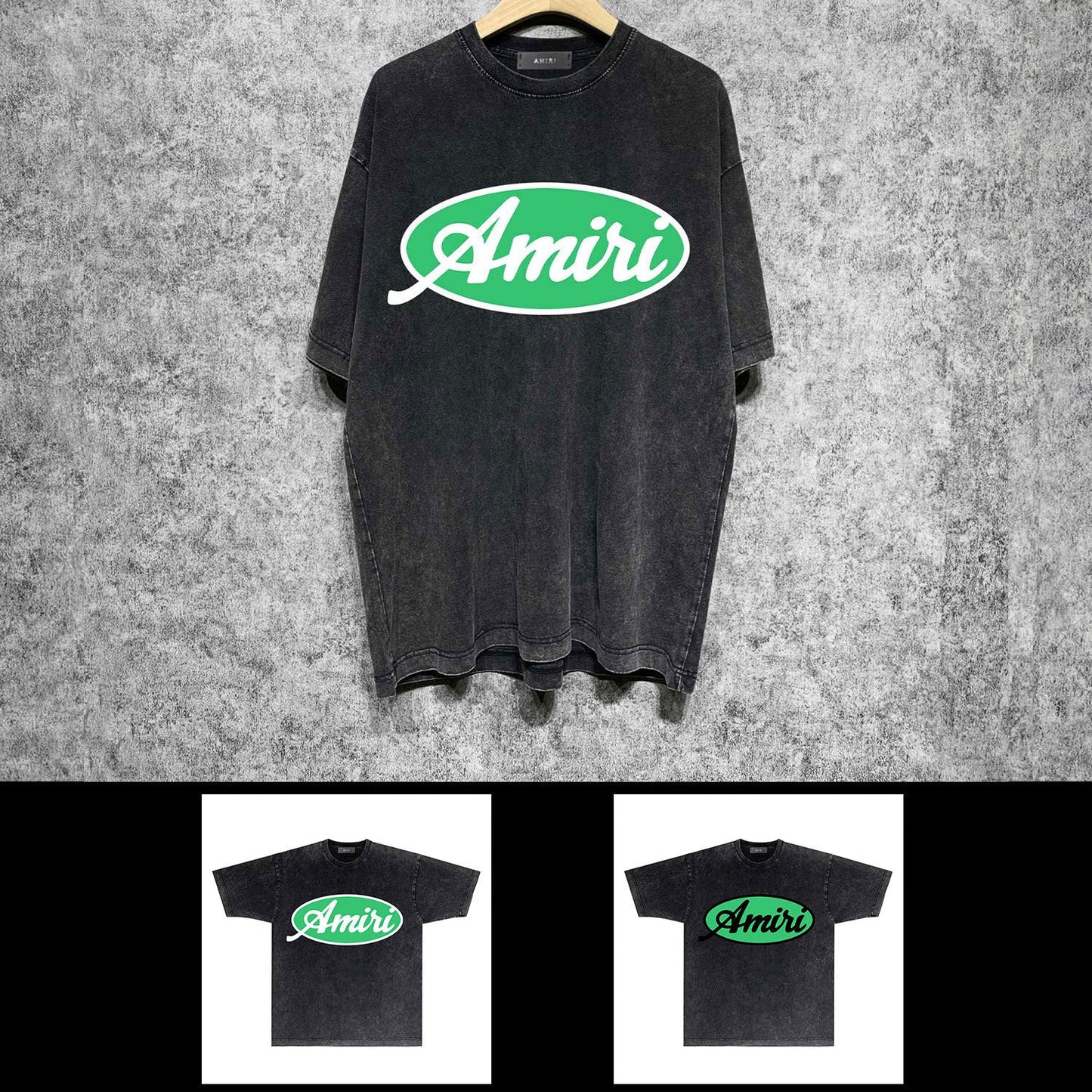 Amiri washed t-shirt oval letter short sleeve
