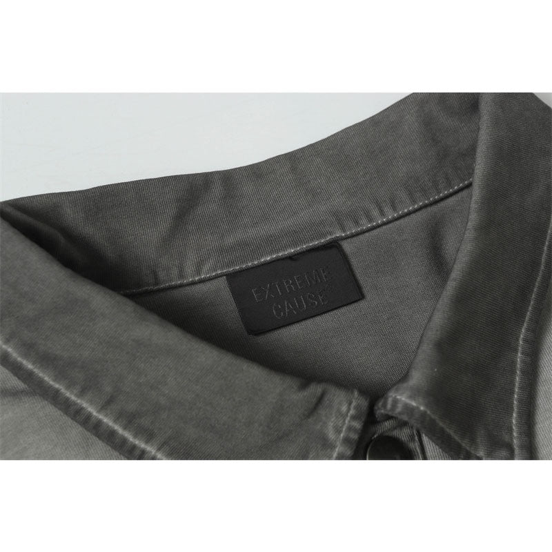 Stone Washed T shirt Vintage Washed Polo Shirt Lapel Short Sleeve Shirt