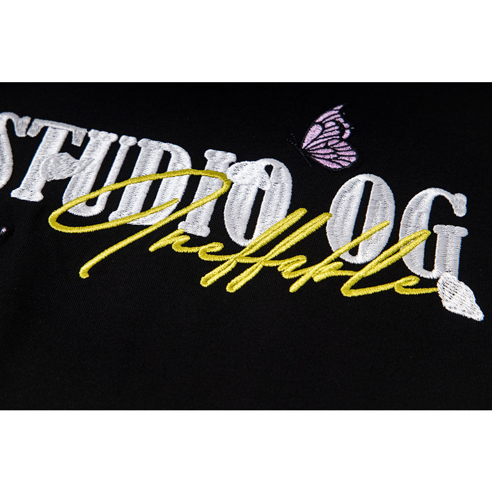 Hip Hop Clothes New York Vintage Embroidered Floral Summer Short Sleeve T-Shirt