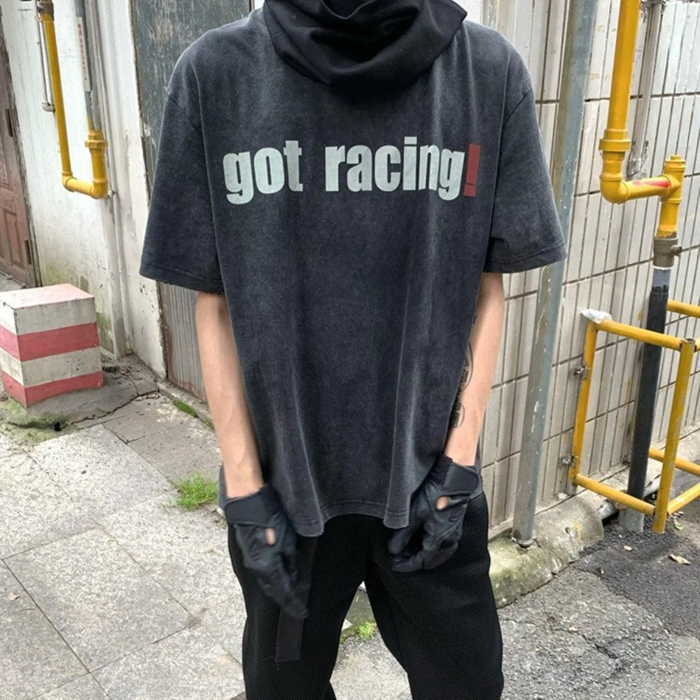 Streetwear Eua t shirt racing series washed and old digital printing short-sleeved t-shirt