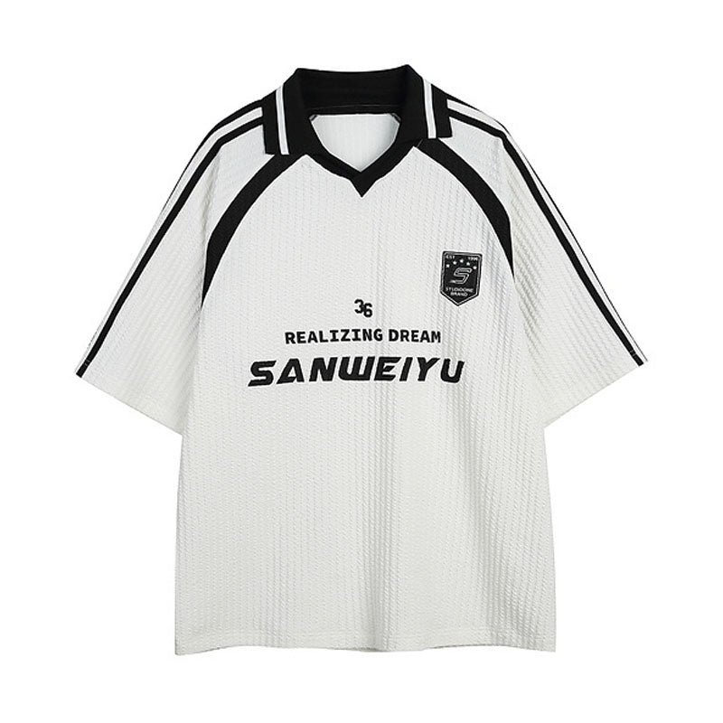 Racing oversized t shirt short sleeve polo summer sports casual racing style t-shirt