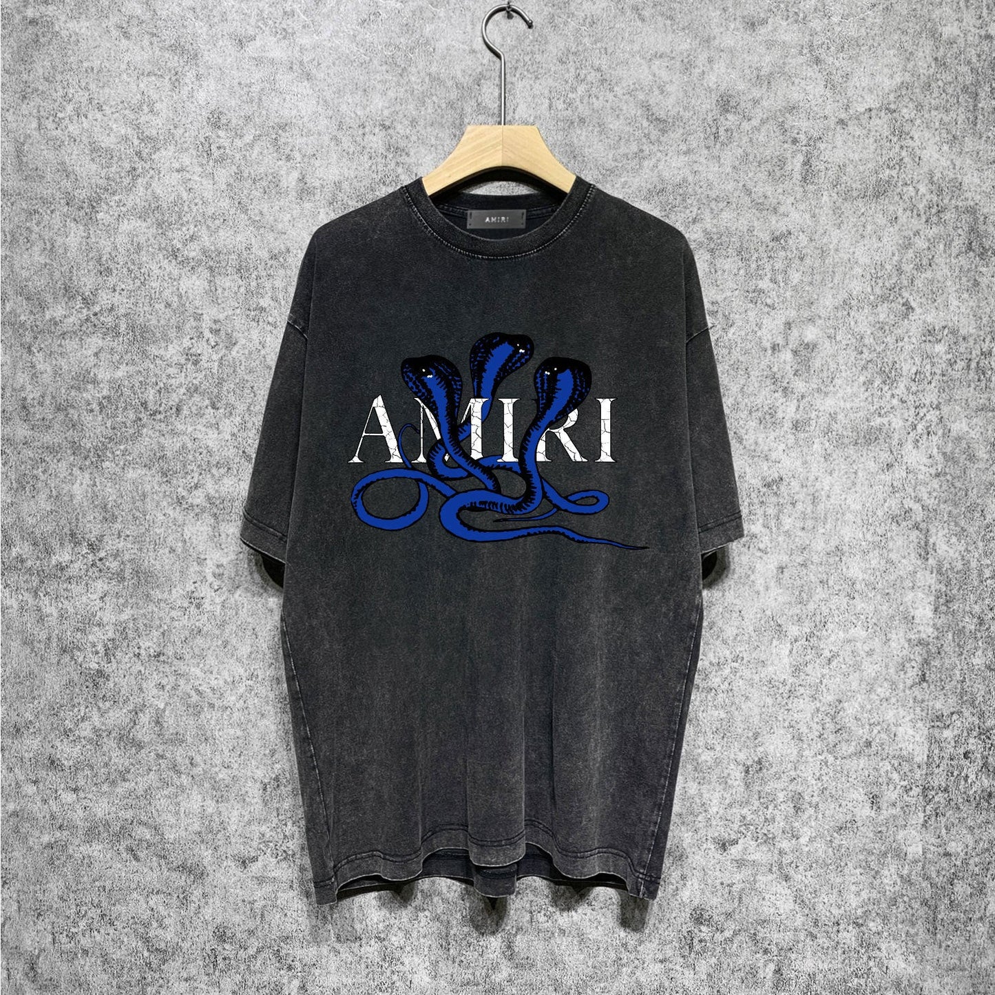 Amiri washed t-shirt new font cobra printing short sleeve