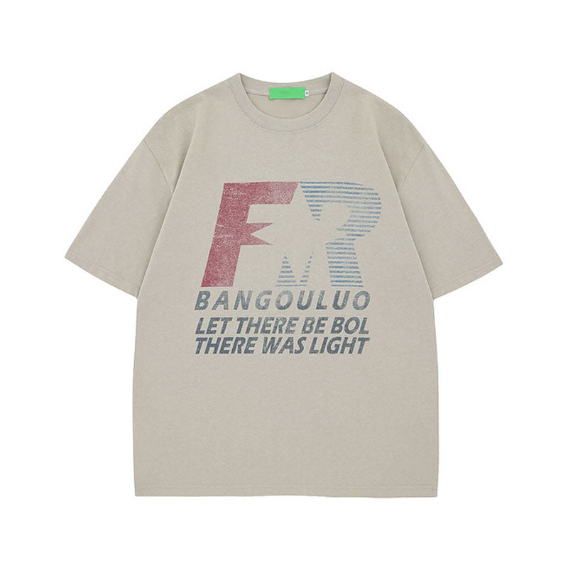 Racing oversized t shirt retro racing letter short sleeve t-shirt loose oversize top