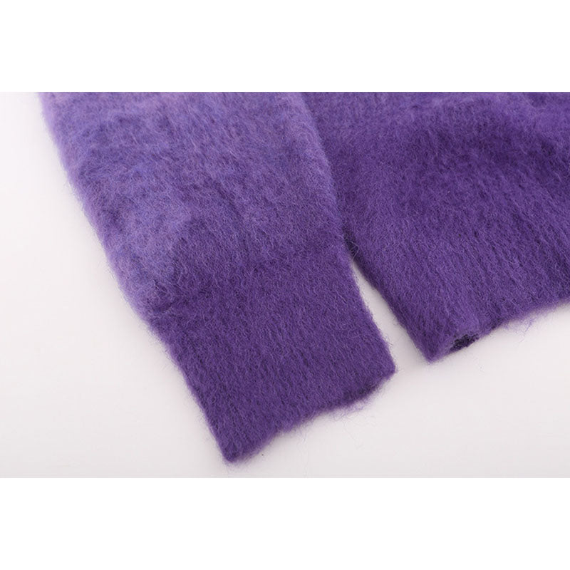 Vice streetwear autumn and winter ow purple gradient arrow pattern mohair knitted sweater