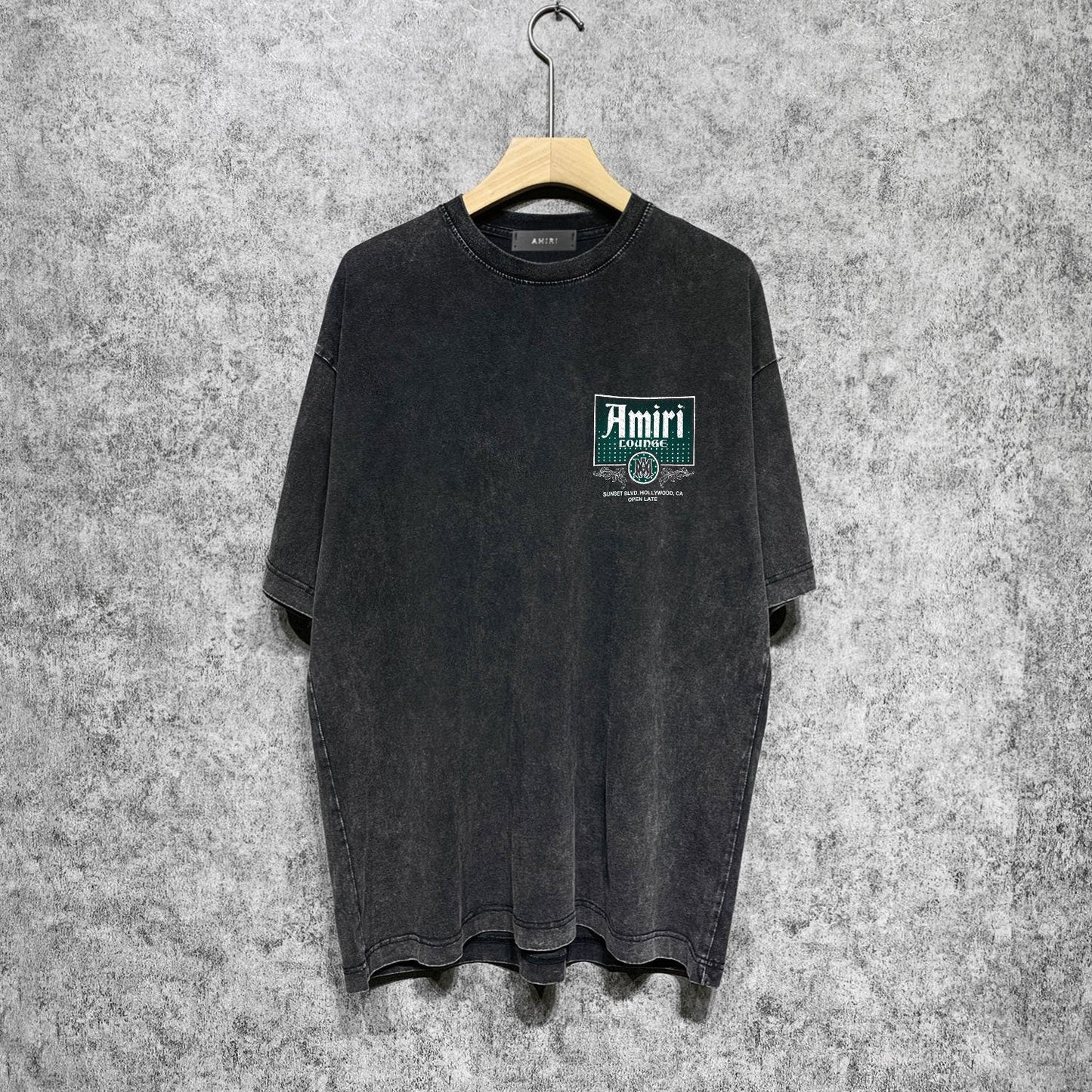 Amiri washed t-shirt flower diamond nameplate short sleeve
