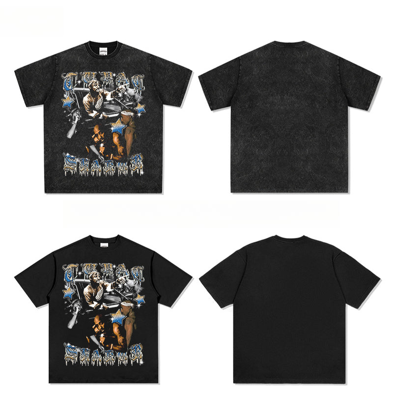 New york hip hop shop vintage hip hop tupac print short sleeve t-shirt