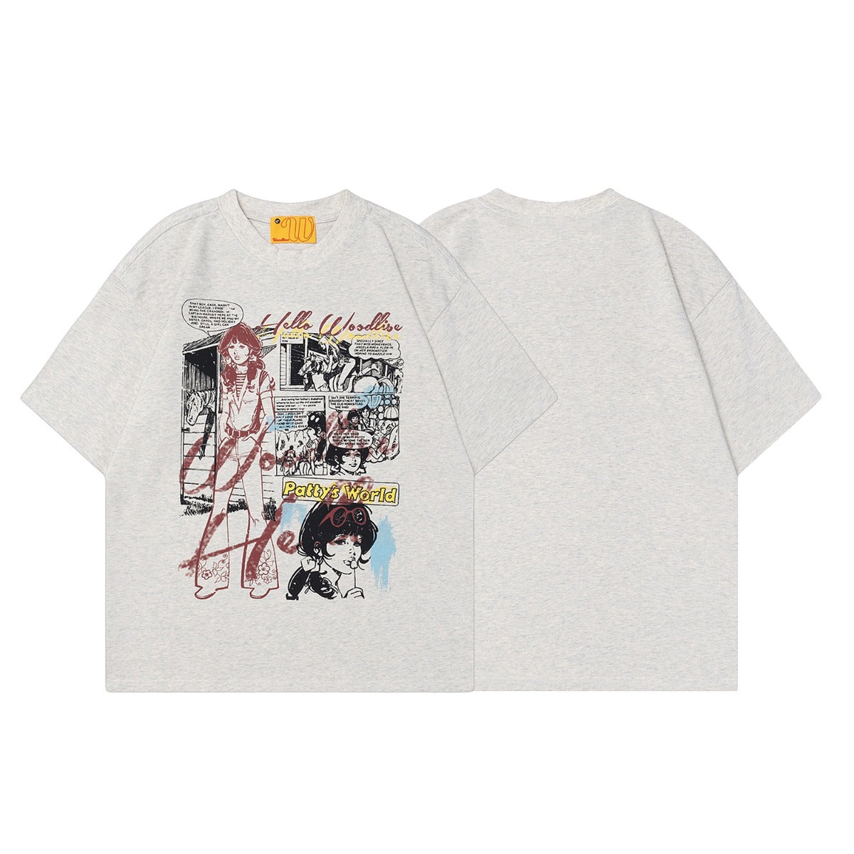 90s West Coast Hip Hop Fashion T Shirts Cartoon Graffiti Comic Girl Cotton Short Sleeve T-Shirt