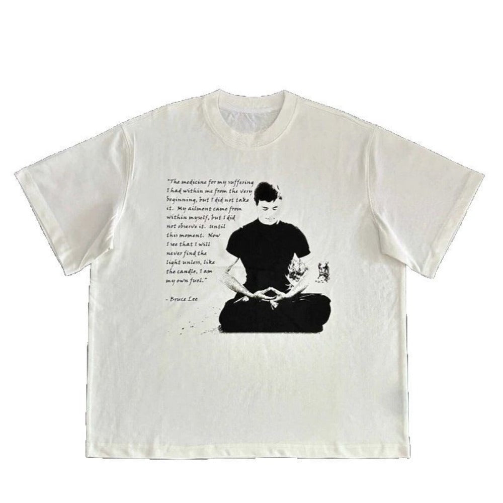 Streetwear Eua t-shirt Bruce Lee Digital Direct Injection Print Short Sleeve T-Shirt