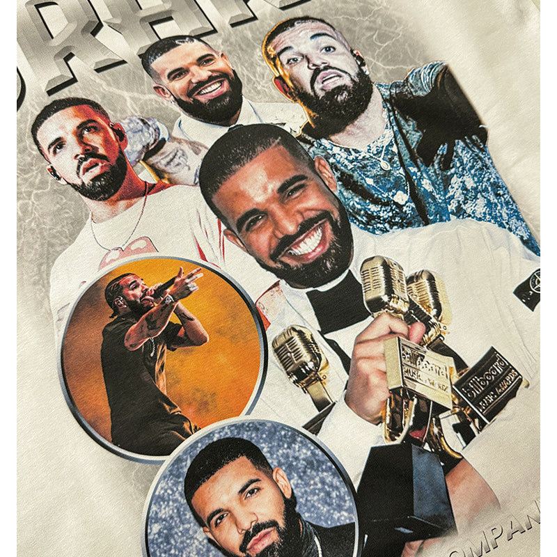 Cool t rapper vintage hip hop drake drake print short sleeve t-shirt