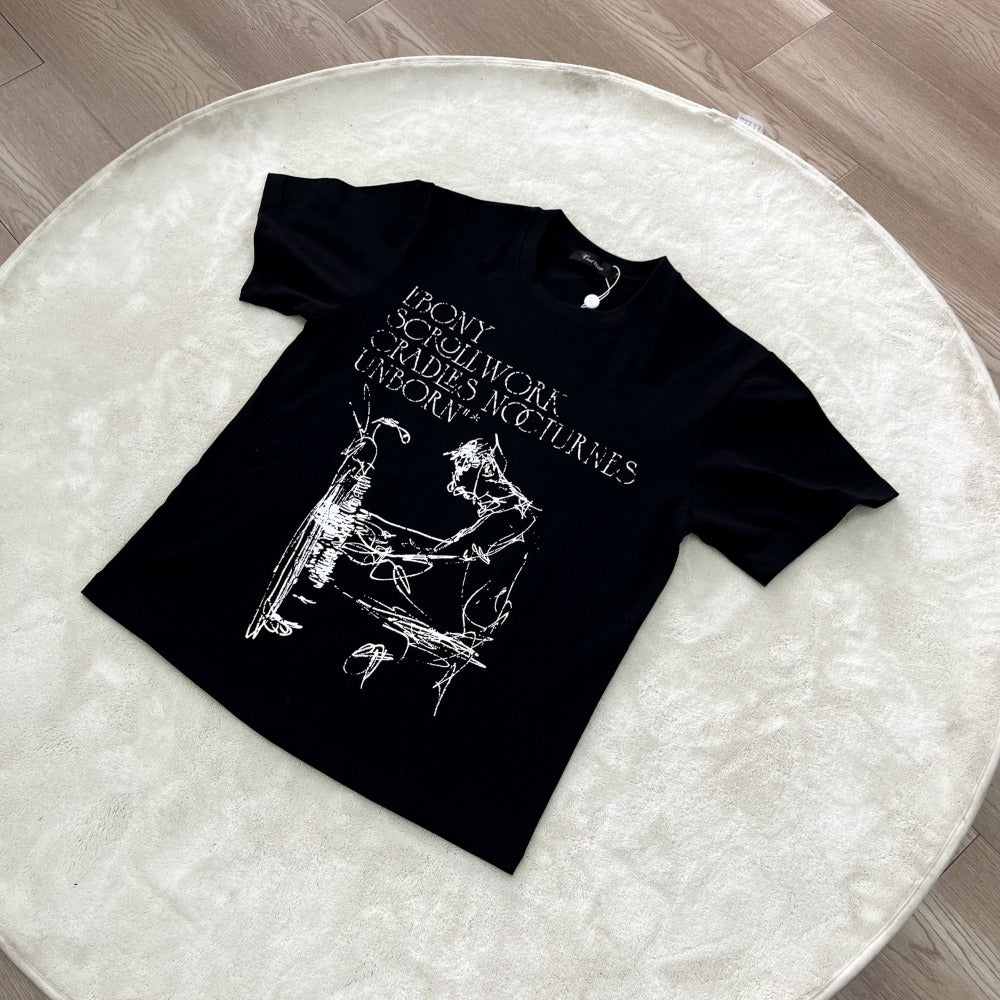 Streetwear Eua t-shirt "Ebony Nocturist" printed cotton short-sleeved t-shirt