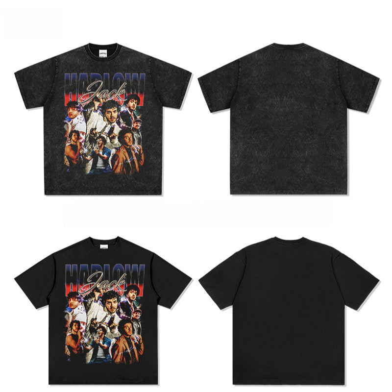 Outfit streetwear Vintage Hip Hop Jack Harlow Print Short Sleeve T-Shirt
