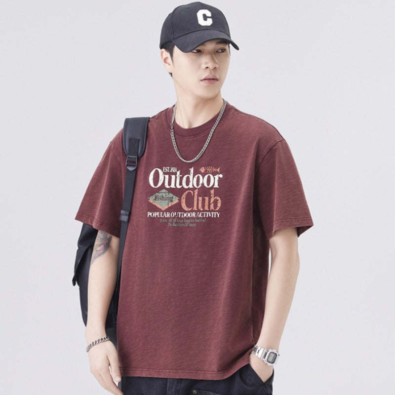 Men T-shirts Summer Short Sleeve Vintage Loose Top