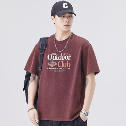 Men T-shirts Summer Short Sleeve Vintage Loose Top