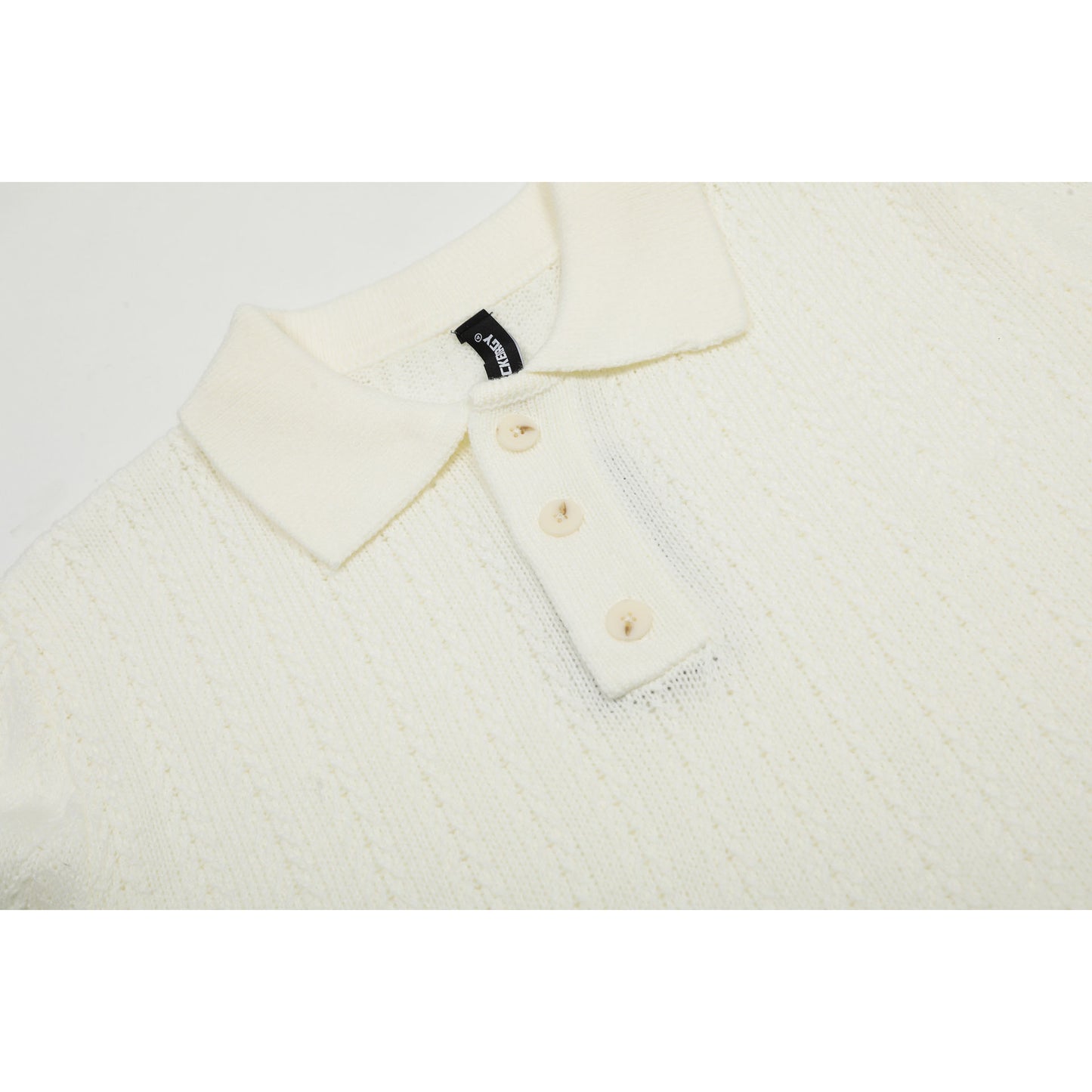 Hustle vintage summer vintage cutout knitted sweater short sleeve polo neck sweater