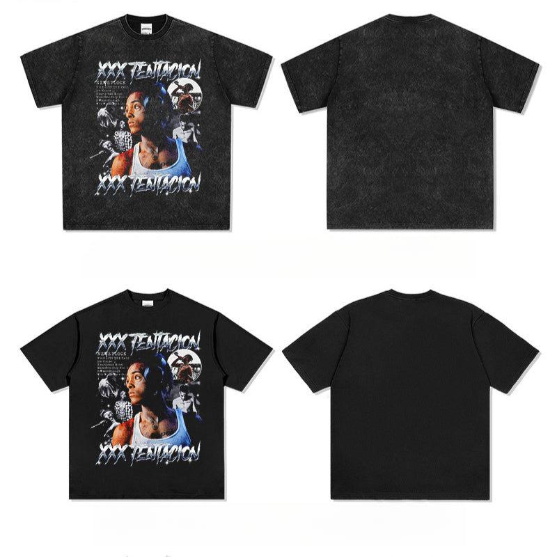 New york hip hop shop XXX Tentacion vintage vintage hip hop rap print short sleeve t-shirt