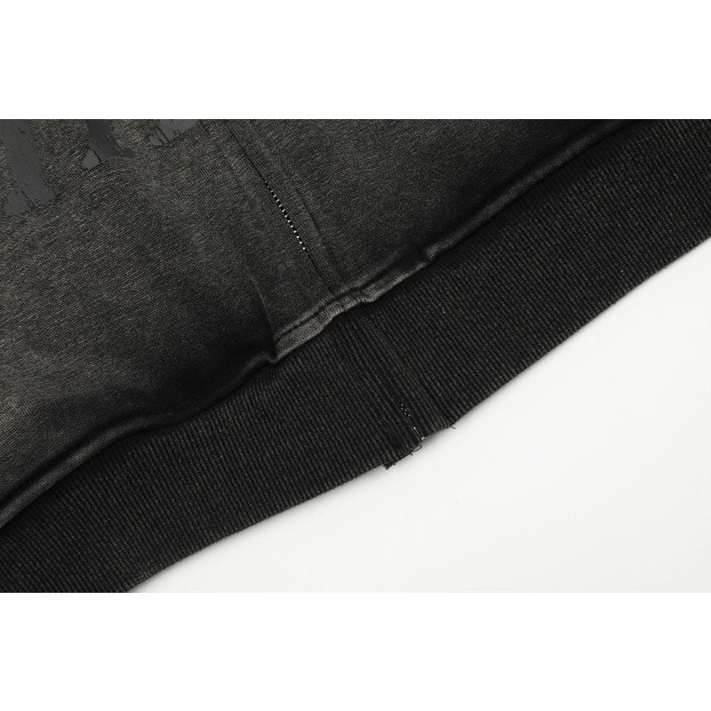 Streetwear Hoodie Vintage Washed Old Zip Cardigan Jacket