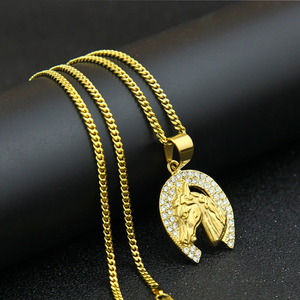 Jewelry Hip Hop Diamond Horse Head Pendant Animal