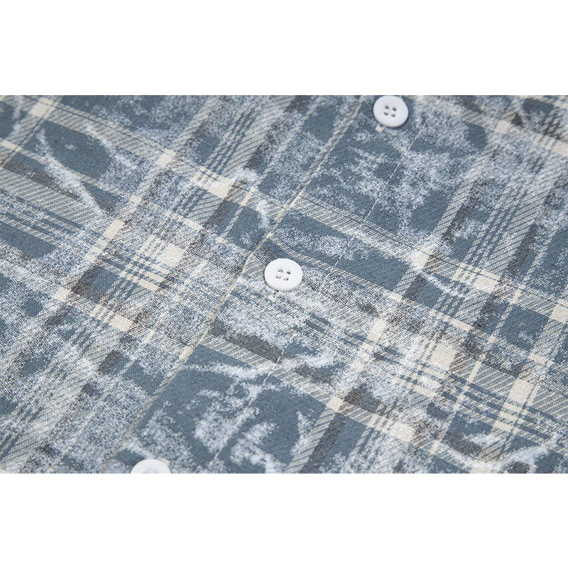 Marcas De Streetwear cleanfit tie-dye plaid short-sleeved shirt