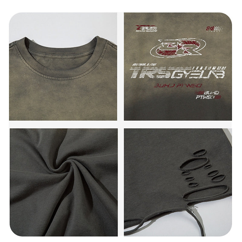 Racing oversized t shirt short sleeve t-shirt vintage loose