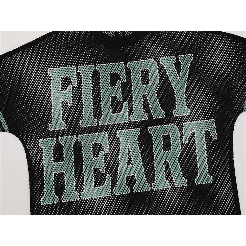 Hip Hop Shirts For Boys Hollow Alphabet Print Short Sleeve Jersey T-Shirt