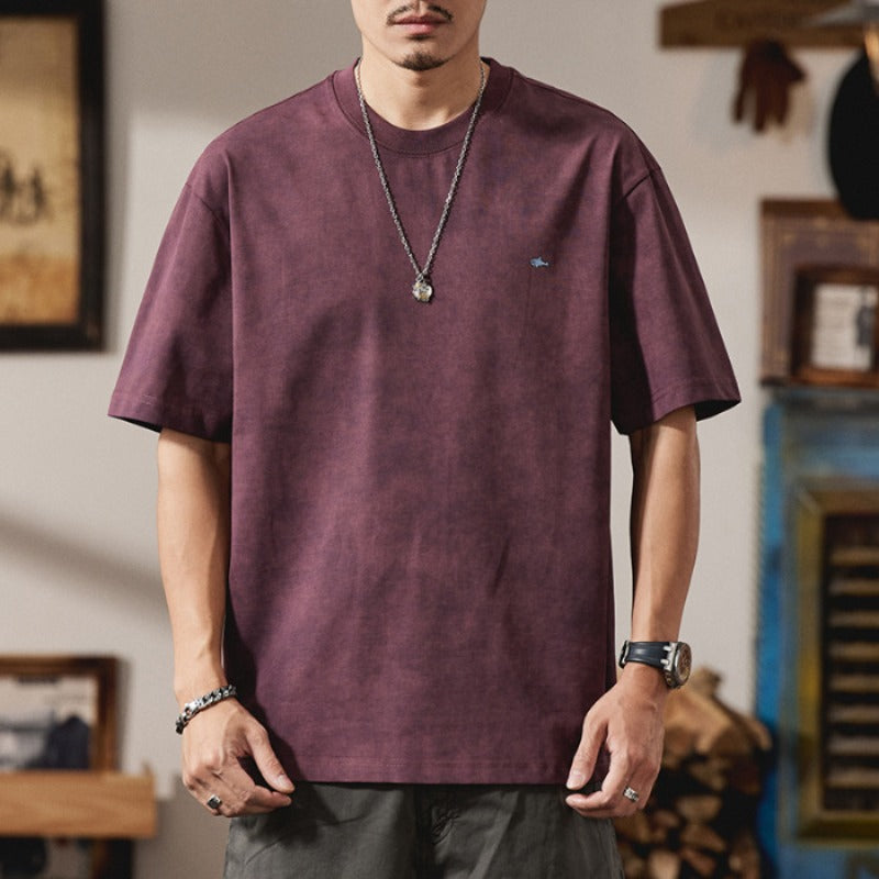 Men T-shirts Short Sleeve Summer Loose Vintage Top