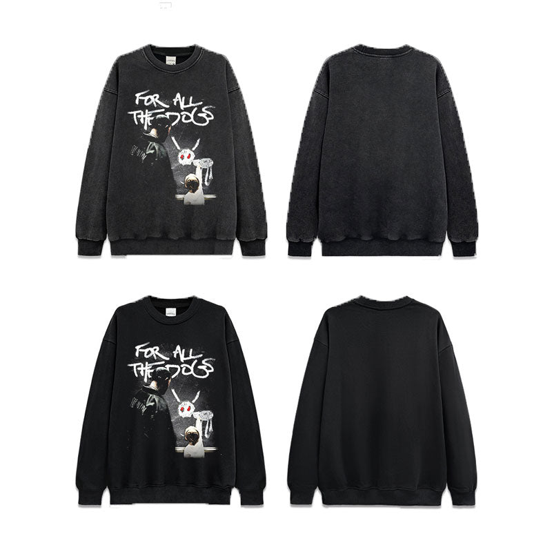 Marcas streetwear usa vintage drake dragon print crew neck sweater