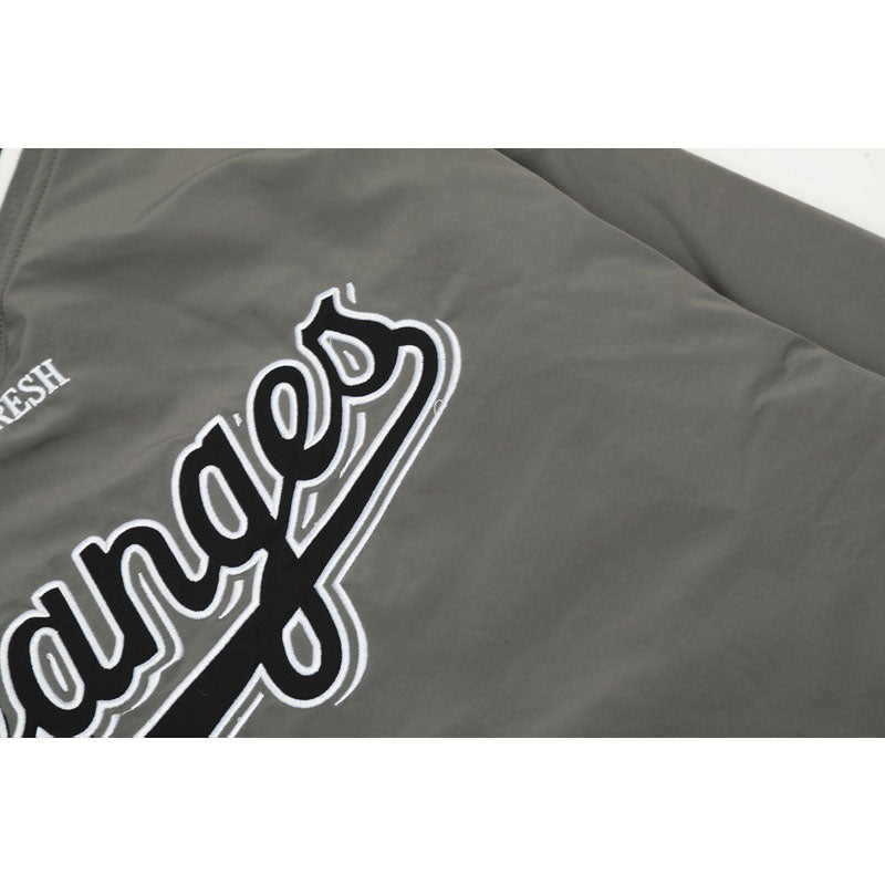 Streetwear Hoodie Alphabet Embroidered V-Neck Jersey Sweater Winter Hip Hop Loose Sports Jacket