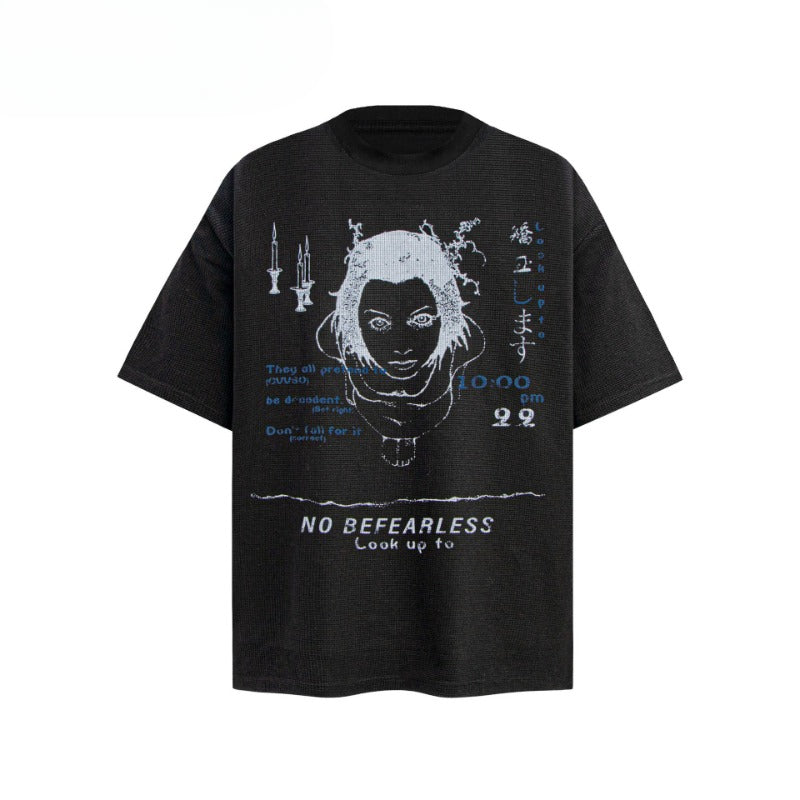80s And 90s Vintage T-Shirts Vintage Waffle Print Short Sleeve T-Shirt