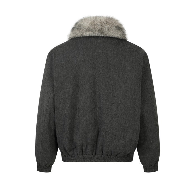 Unisex Down Jacket Men's Winter Fur Collar Padded Warm Jacket